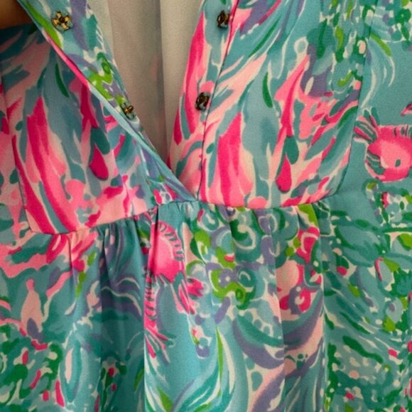 Lilly Pulitzer Gabriel Dress, Amalfi Blue Best Fishes, Size 00 - Picture 3 of 12